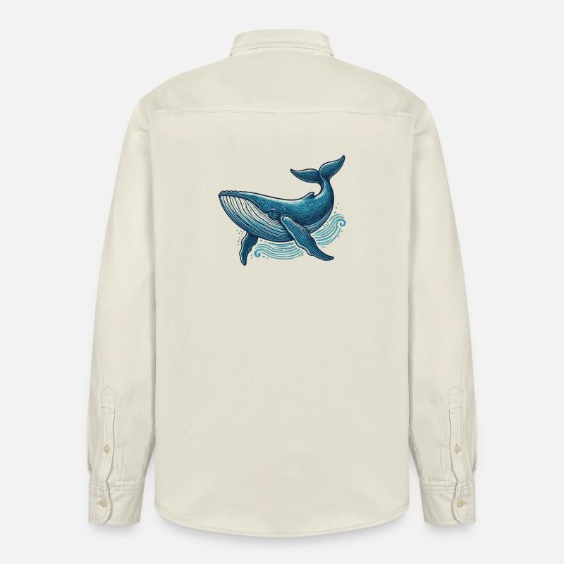 Baleine bleue - Chemise unisexe coupe décontractée bio Stanley/Stella - écru doux