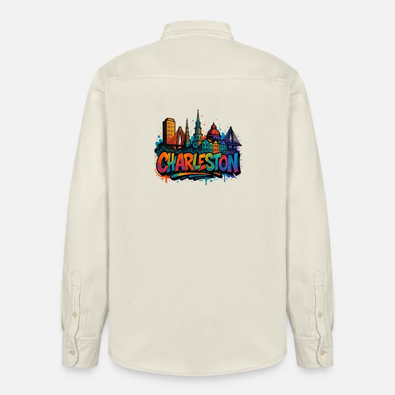 Charleston Skyline Graffiti - Relaxed Fit Unisex Organic Hemd von Stanley/Stella - Natur