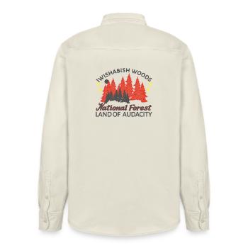 iwishabish woods vintage look - Relaxed Fit Unisex Organic Hemd von Stanley/Stella - Natur - Hinten - AI Model Male 178 light (178cm)