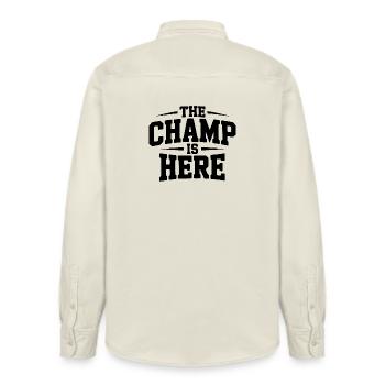 Der Champion ist da - Relaxed Fit Unisex Organic Hemd von Stanley/Stella - Natur - Hinten - AI Model Male 178 light (178cm)
