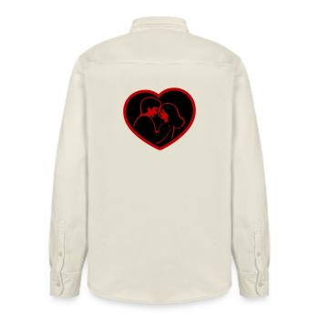 Herz Verliebt Paar - Relaxed Fit Unisex Organic Hemd von Stanley/Stella - Natur - Hinten - AI Model Male 178 light (178cm)