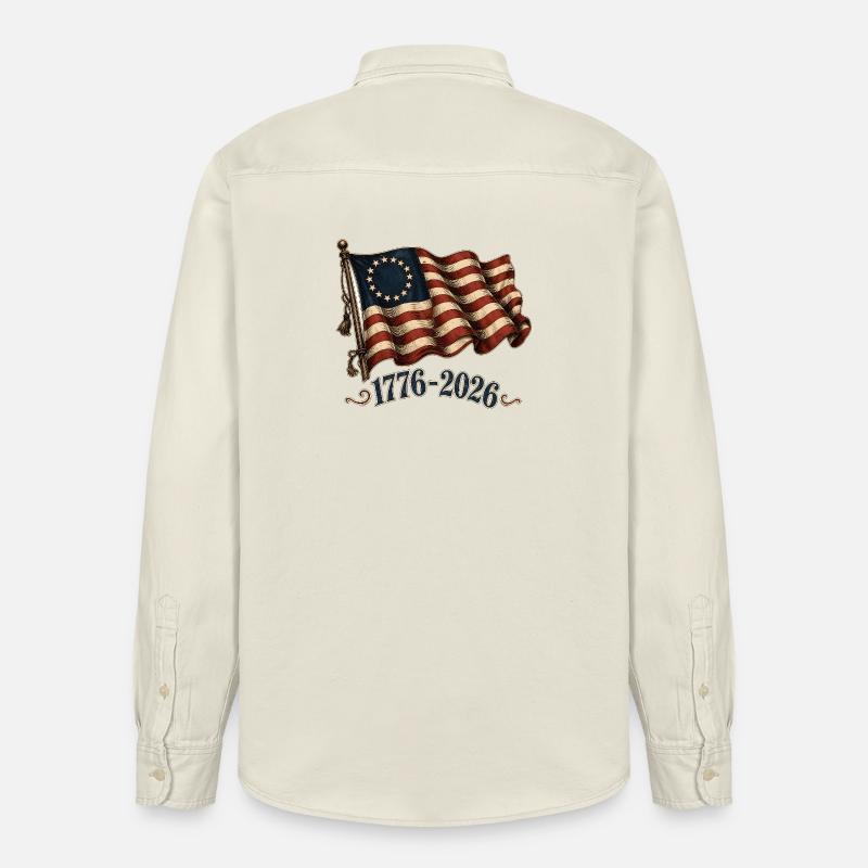 Drapeau du jubilé 1776–2026 - Chemise unisexe coupe décontractée bio Stanley/Stella - écru doux