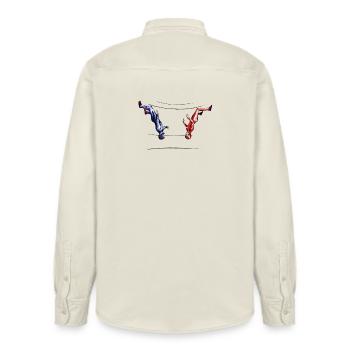 bodyflying - Relaxed Fit Unisex Organic Hemd von Stanley/Stella - Natur - Hinten - AI Model Male 178 light (178cm)