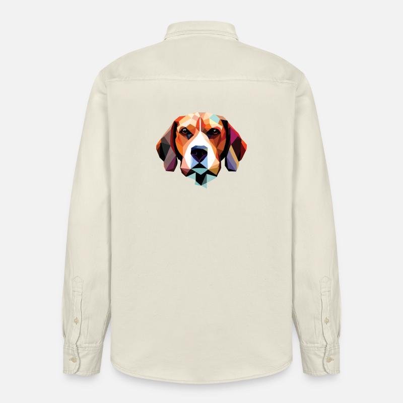 Polygone de chien beagle - Chemise unisexe coupe décontractée bio Stanley/Stella - écru doux