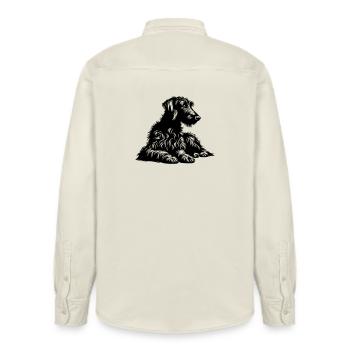 Scottish Deerhound - Relaxed Fit Unisex Organic Shirt by Stanley/Stella - soft Ecru - Back - AI Model Male 178 light (178cm)