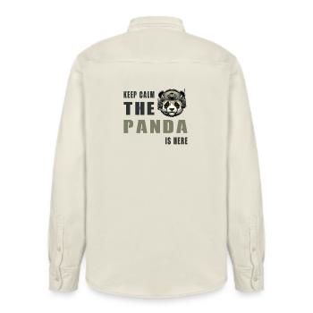 Tactical Panda – Keep Calm - Relaxed Fit Unisex Organic Shirt by Stanley/Stella - soft Ecru - Back - AI Model Male 178 light (178cm)
