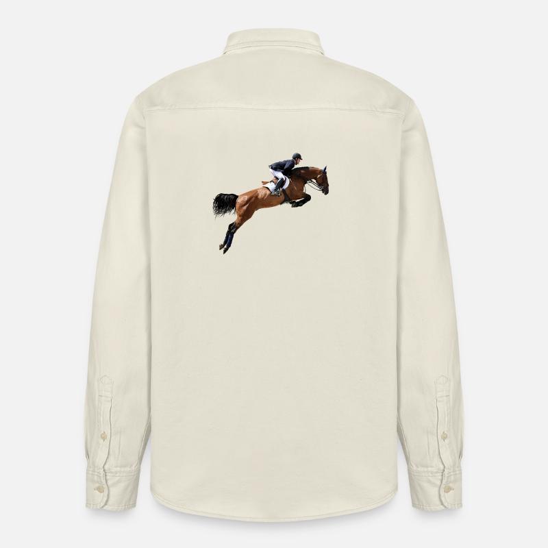 Springendes Pferd im Sprung - Relaxed Fit Unisex Organic Hemd von Stanley/Stella - Natur