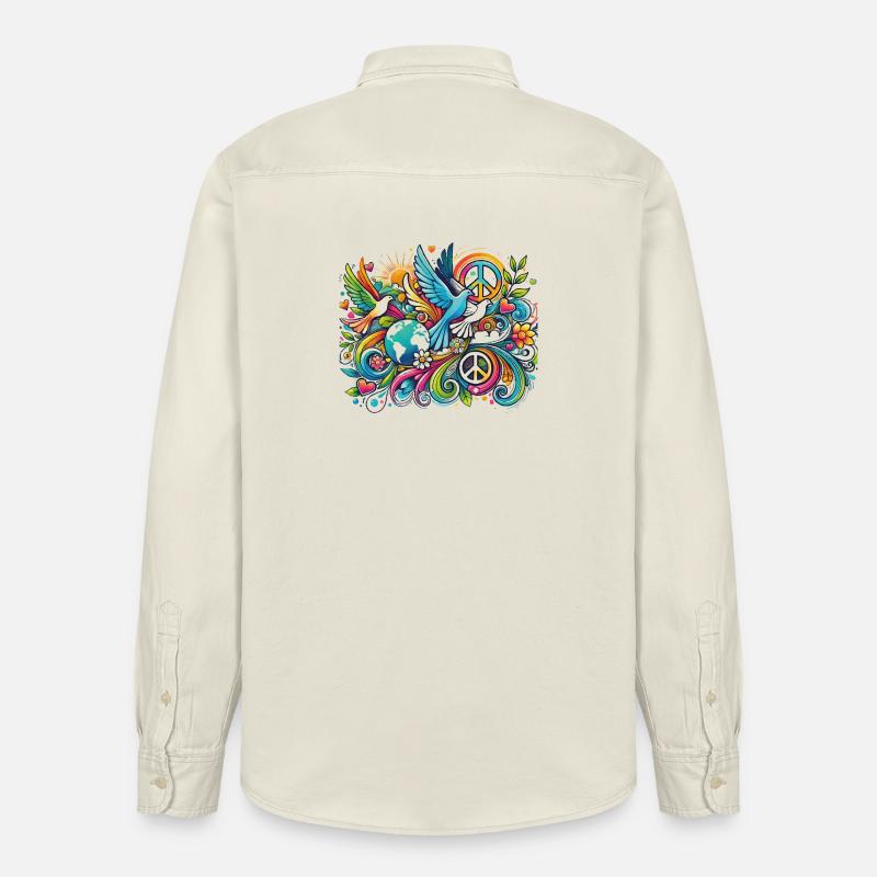 Farbexplosion Friedensvogel- Tag des Friedens - Relaxed Fit Unisex Organic Hemd von Stanley/Stella - Natur