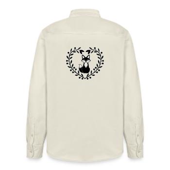 Niedlicher Fuchs im Blätterkranz – Handgezeichnete - Relaxed Fit Unisex Organic Hemd von Stanley/Stella - Natur - Hinten - AI Model Male 178 light (178cm)