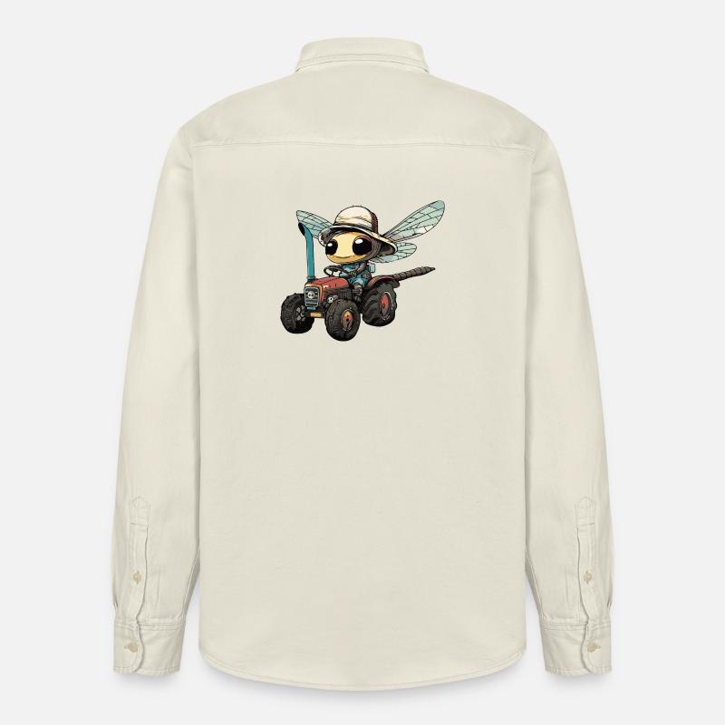 Exploitant de tracteurs libellules - Chemise unisexe coupe décontractée bio Stanley/Stella - écru doux