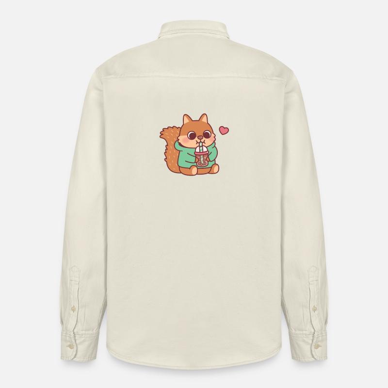 Süßes Eichhörnchen liebt Boba-Tee - Relaxed Fit Unisex Organic Hemd von Stanley/Stella - Natur