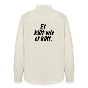 Et kütt wie et kütt - Et Kölsche Jrundjesetz §2 - Relaxed Fit Unisex Organic Hemd von Stanley/Stella - Natur - Hinten - AI Model Male 178 light (178cm)