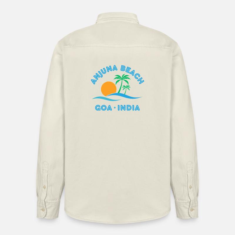 Plage d’Anjuna Goa Coucher de soleil - Chemise unisexe coupe décontractée bio Stanley/Stella - écru doux