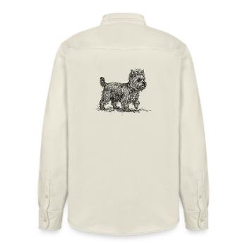 Croquis du Yorkshire Terrier – Design de chien - Chemise unisexe coupe décontractée bio Stanley/Stella - écru doux - Dos - AI Model Male 178 light (178cm)