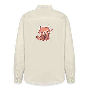 Un panda roux mignon adore le bambou - Chemise unisexe coupe décontractée bio Stanley/Stella - écru doux - Dos - AI Model Male 178 light (178cm)
