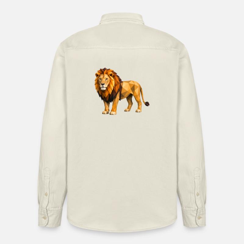 Low Poly Löwe Gelb Orange - Relaxed Fit Unisex Organic Hemd von Stanley/Stella - Natur