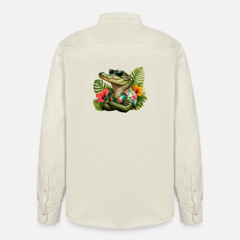 Alligator Hawaii-Look - Relaxed Fit Unisex Organic Hemd von Stanley/Stella - Natur