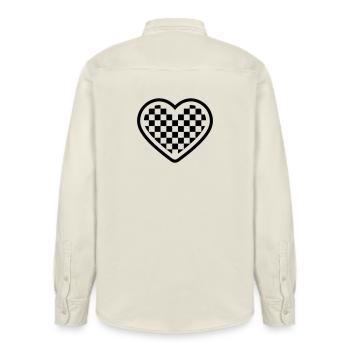 checkerboard heart - Relaxed Fit Unisex Organic Hemd von Stanley/Stella - Natur - Hinten - AI Model Male 178 light (178cm)