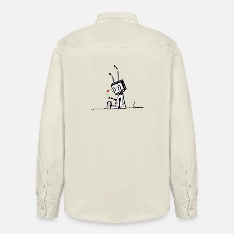 Roboter mit einer Blume - Relaxed Fit Unisex Organic Hemd von Stanley/Stella - Natur