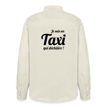 Je suis un Taxi qui déchiiire ! - Relaxed Fit Unisex Organic Shirt by Stanley/Stella - soft Ecru - Back - AI Model Male 178 light (178cm)