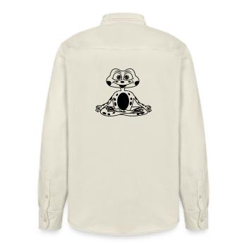Meditation frog - Relaxed Fit Unisex Organic Shirt by Stanley/Stella - soft Ecru - Back - AI Model Male 178 light (178cm)