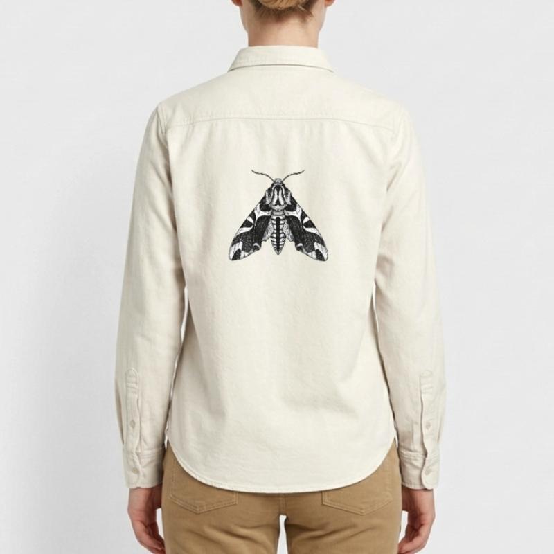 Moth Shadow Pattern Moth Black Moth Relaxed Fit Unisex Organic Shirt by Stanley/Stella