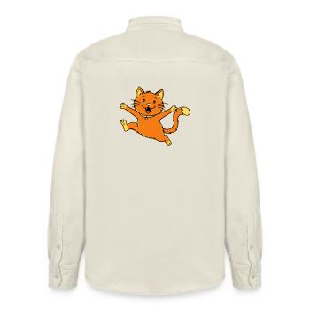 Saut de chat de dessin animé joyeux - Chemise unisexe coupe décontractée bio Stanley/Stella - écru doux - Dos - AI Model Male 178 light (178cm)