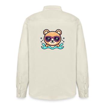 Ourson plage lunettes roses - Chemise unisexe coupe décontractée bio Stanley/Stella - écru doux - Dos - AI Model Male 178 light (178cm)