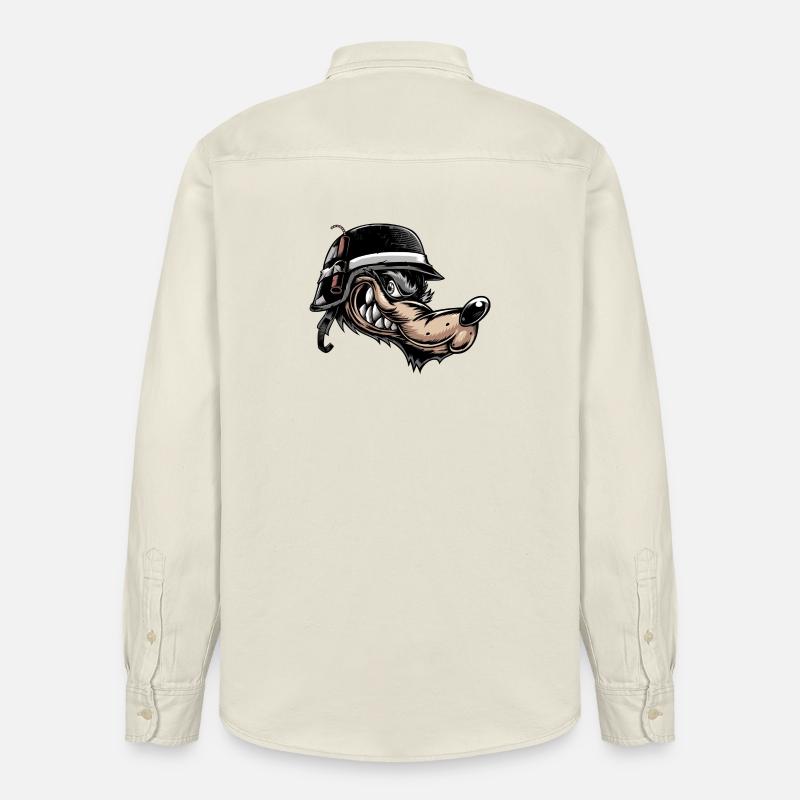 Grimmiger Comic-Wolf mit Helm - Relaxed Fit Unisex Organic Hemd von Stanley/Stella - Natur