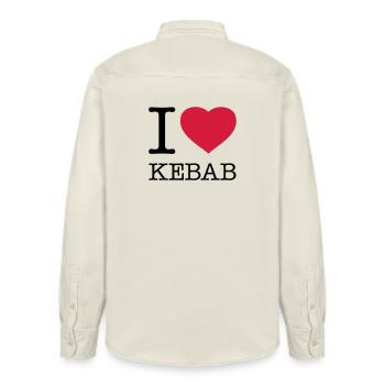 I LOVE KEBAB - Relaxed Fit Unisex Organic Shirt by Stanley/Stella - soft Ecru - Back - AI Model Male 178 light (178cm)