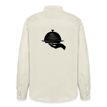 Kellnerhand mit Mahlzeit - Relaxed Fit Unisex Organic Hemd von Stanley/Stella - Natur - Hinten - AI Model Male 178 light (178cm)