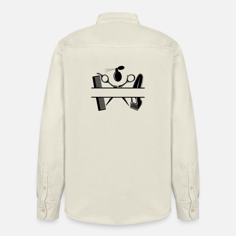 Coiffeurs attributs texte bannière - Chemise unisexe coupe décontractée bio Stanley/Stella - écru doux