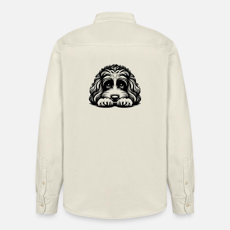 Cavapoo Head with Paws - Relaxed Fit Unisex Organic Shirt by Stanley/Stella - soft Ecru