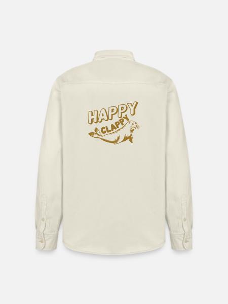 Happy Seal Cartoon Illustration - Relaxed Fit Unisex Organic Shirt by Stanley/Stella - soft Ecru