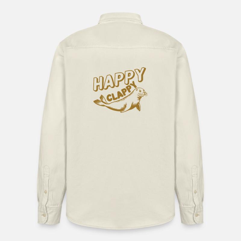 Happy Seal dessin animé illustration - Chemise unisexe coupe décontractée bio Stanley/Stella - écru doux