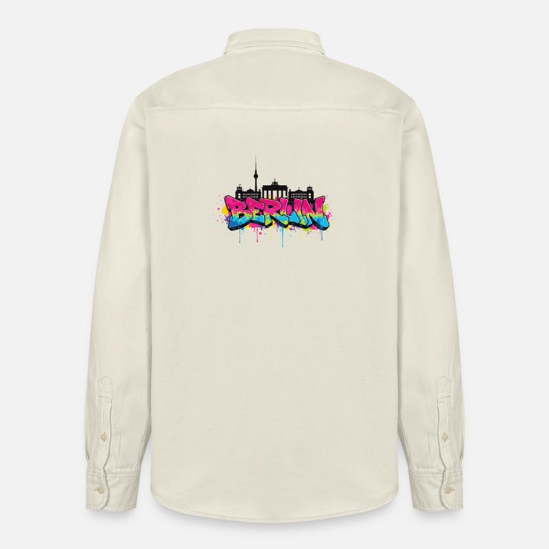 Berliner Graffiti Skyline - Relaxed Fit Unisex Organic Hemd von Stanley/Stella - Natur