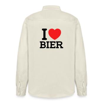 I love Bier (Farben änderbar) - Relaxed Fit Unisex Organic Hemd von Stanley/Stella - Natur - Hinten - AI Model Male 178 light (178cm)