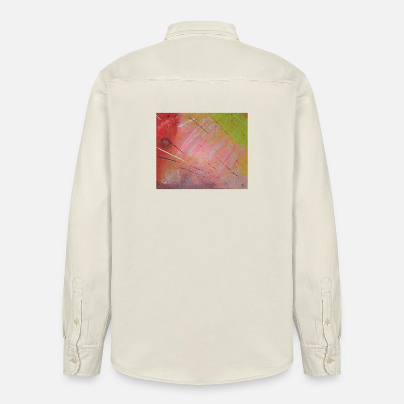 Neon-Diagonalstreifen Abstrakt - Relaxed Fit Unisex Organic Hemd von Stanley/Stella - Natur