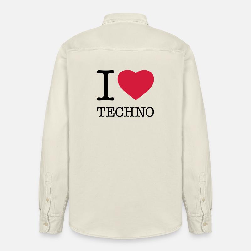 J’ADORE LA TECHNO - Chemise unisexe coupe décontractée bio Stanley/Stella - écru doux