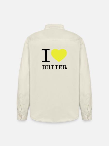 I LOVE BUTTER - Relaxed Fit Unisex Organic Shirt by Stanley/Stella - soft Ecru