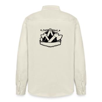 Zimmerer-Emblem - Style, Zimmermann - Relaxed Fit Unisex Organic Hemd von Stanley/Stella - Natur - Hinten - AI Model Male 178 light (178cm)