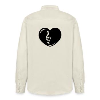 Heart with music key - Relaxed Fit Unisex Organic Shirt by Stanley/Stella - soft Ecru - Back - AI Model Male 178 light (178cm)