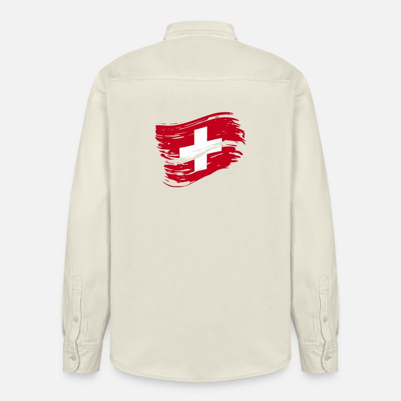Drapeau suisse - Drapeau suisse - Chemise unisexe coupe décontractée bio Stanley/Stella - écru doux