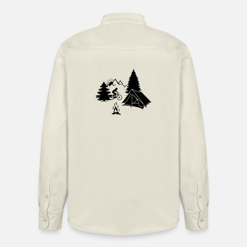 Camping de vacances à vélo - Chemise unisexe coupe décontractée bio Stanley/Stella - écru doux