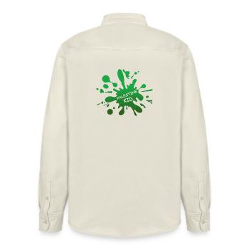 Palestine Kid Splash - Relaxed Fit Unisex Organic Shirt by Stanley/Stella - soft Ecru - Back - AI Model Male 178 light (178cm)
