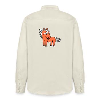 Horse Cute Pony Foal Horse Girl Cute Comic - Relaxed Fit Unisex Organic Shirt by Stanley/Stella - soft Ecru - Back - AI Model Male 178 light (178cm)