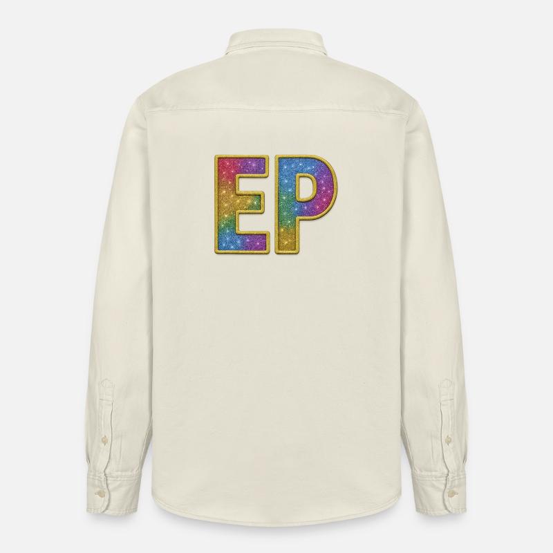 EP | Lettrage initial Galactic Glitter - Chemise unisexe coupe décontractée bio Stanley/Stella - écru doux