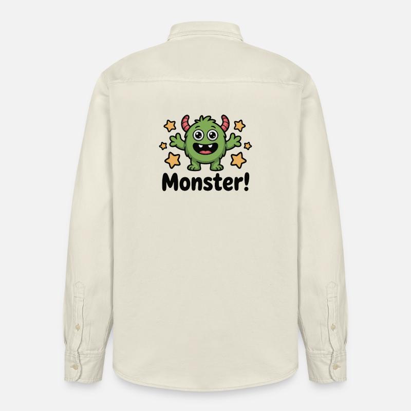 Monstre vert mignon avec des étoiles - Chemise unisexe coupe décontractée bio Stanley/Stella - écru doux