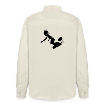 Snowboard - Relaxed Fit Unisex Organic Shirt by Stanley/Stella - soft Ecru - Back - AI Model Male 178 light (178cm)