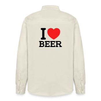 I love Beer (colors can be changed) - Relaxed Fit Unisex Organic Shirt by Stanley/Stella - soft Ecru - Back - AI Model Male 178 light (178cm)
